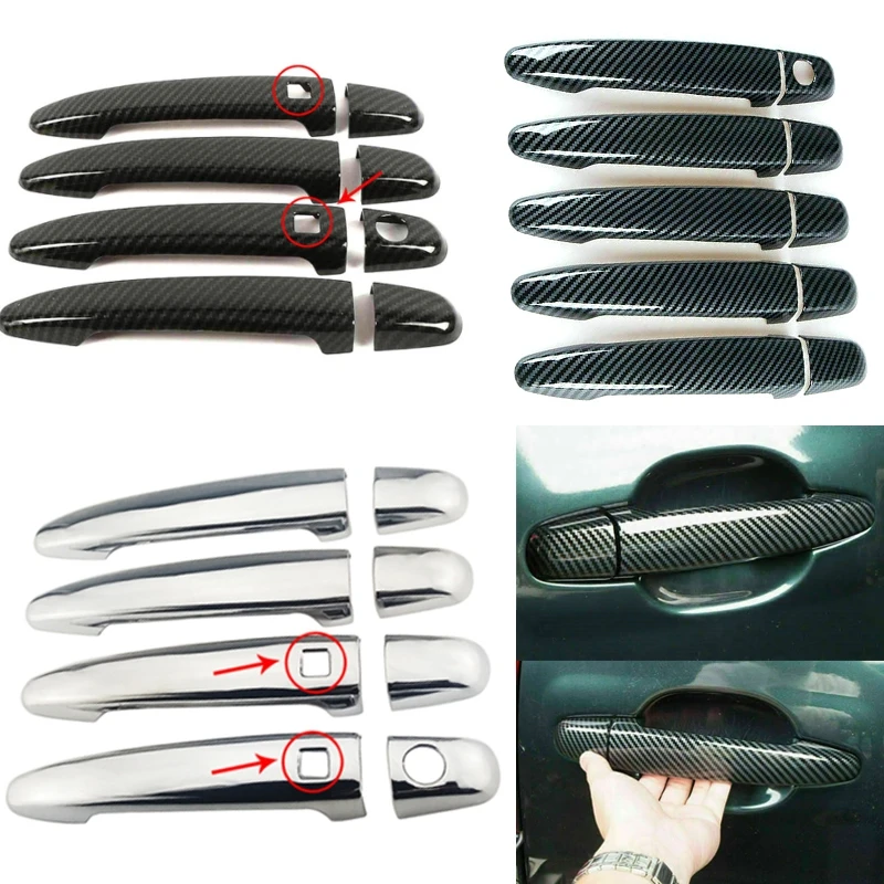 

For Toyota Land Cruiser Prado 120 J120 LC120 2003-2009 Chrome/Carbon Car Door Handle Cover Trim Sticker car tuning