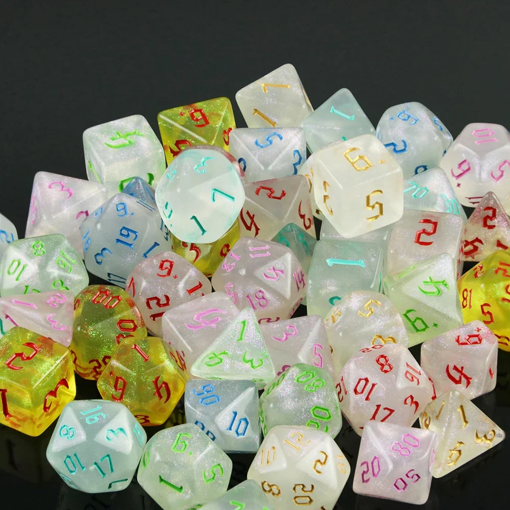 DND  Dice RPG Dice Amazing Colours Mixing Fantasy Starlight Effect Unique Retro Font Styles For Roll Playing Card Games