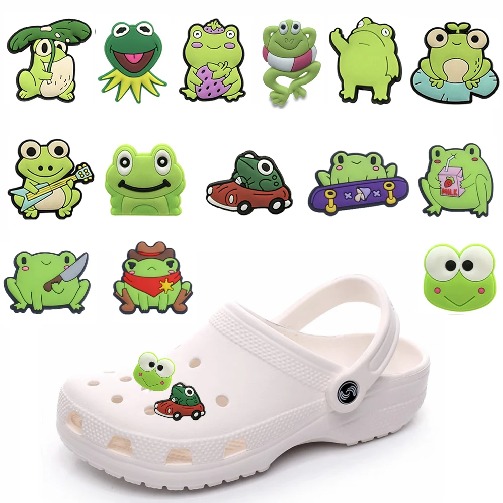 1 Stück PVC Cartoon Frosch Schuh Charms Schnalle Krokodil Jibz Clog Fit Armbänder DIY Krokodil Charms Dekorationen Loch Kinderschuhe Ornamente