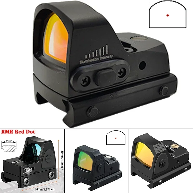 Red Dot Sight with 12 Brightness Settings Durable RMR Mini Tactical Red Dot Sight Base and Slide for Outdoor Hunting and Rifle