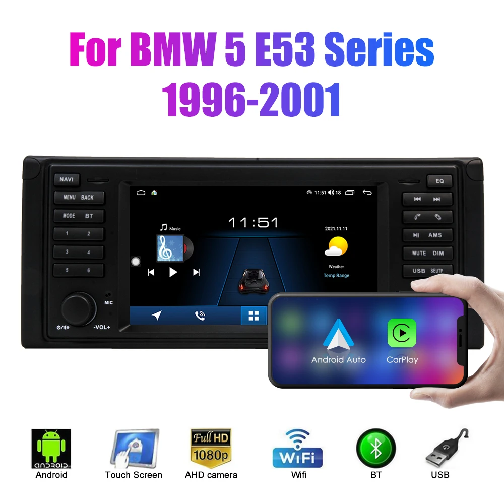 

2 Din Android Car Radio For BMW 5 E53 Series 1996-2001 Car Stereo Automotive Multimedia Video DVD Player GPS Navigation Carplay