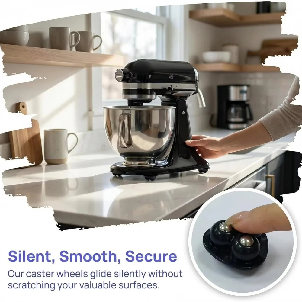 Home Appliance Wheels - Furniture Sliders and Rollers for Kitchens, Coffee Machines, Mixers, Ovens, 360° Rotating Pulleys