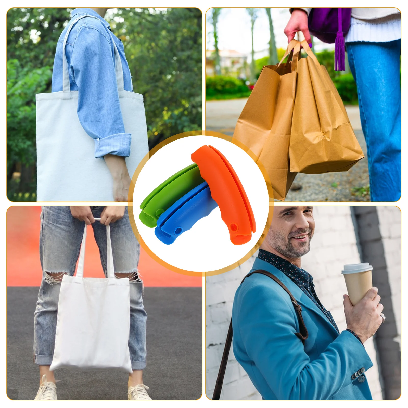 3 pezzi porta sacchetti della spesa in silicone maniglia per il trasporto resistente supporto per sacchi della spesa impugnatura comoda per alleviare l'affaticamento delle mani riutilizzabile