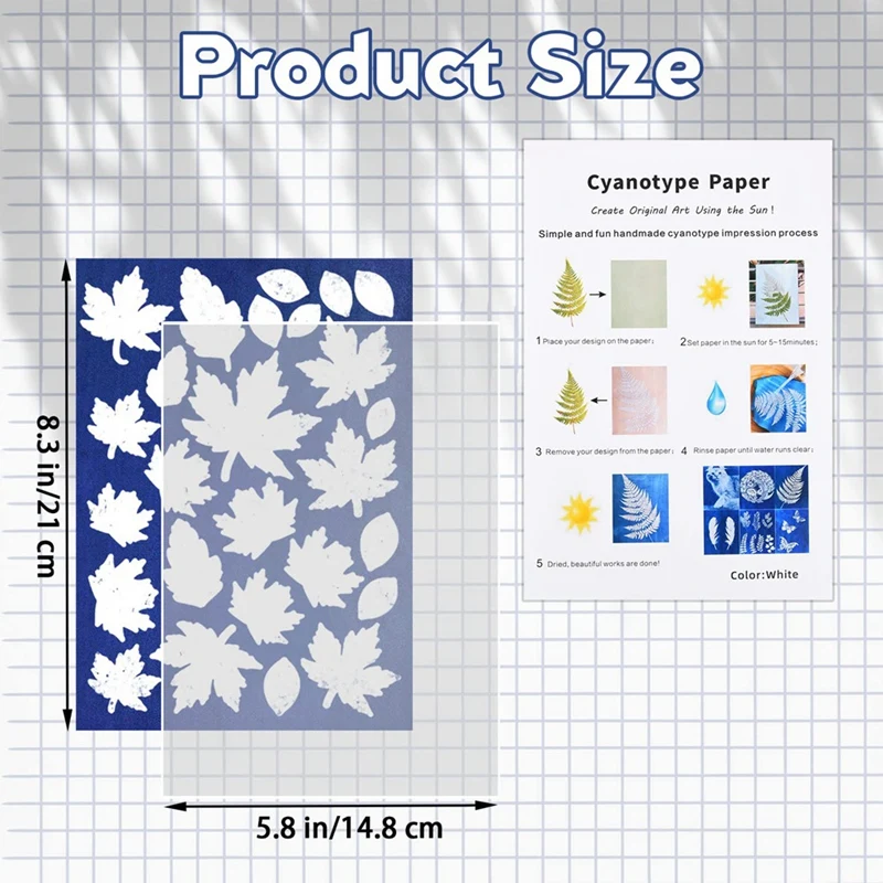 30 Sheets Cyanotype Paper With 2 Sheet Acrylic Panel Sun Print Paper Kit, Activated Printing Art Paper Cyanotype Paper