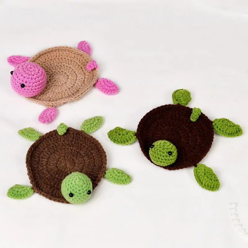 Handgemachter Häkeluntersetzer in Schildkrötenform, leicht zu reinigen, lustiger Tier-Becheruntersetzer, waschbare Strickunterlage für Zuhause, Küche, Kaffeetasse, Weihnachtsgeschenk – Detail 5