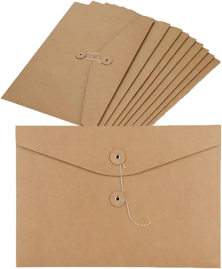 

10 Pack A4 String Envelope File Folders Project Folder File Jacket Project Pocket Document Organizer for Contract Projects