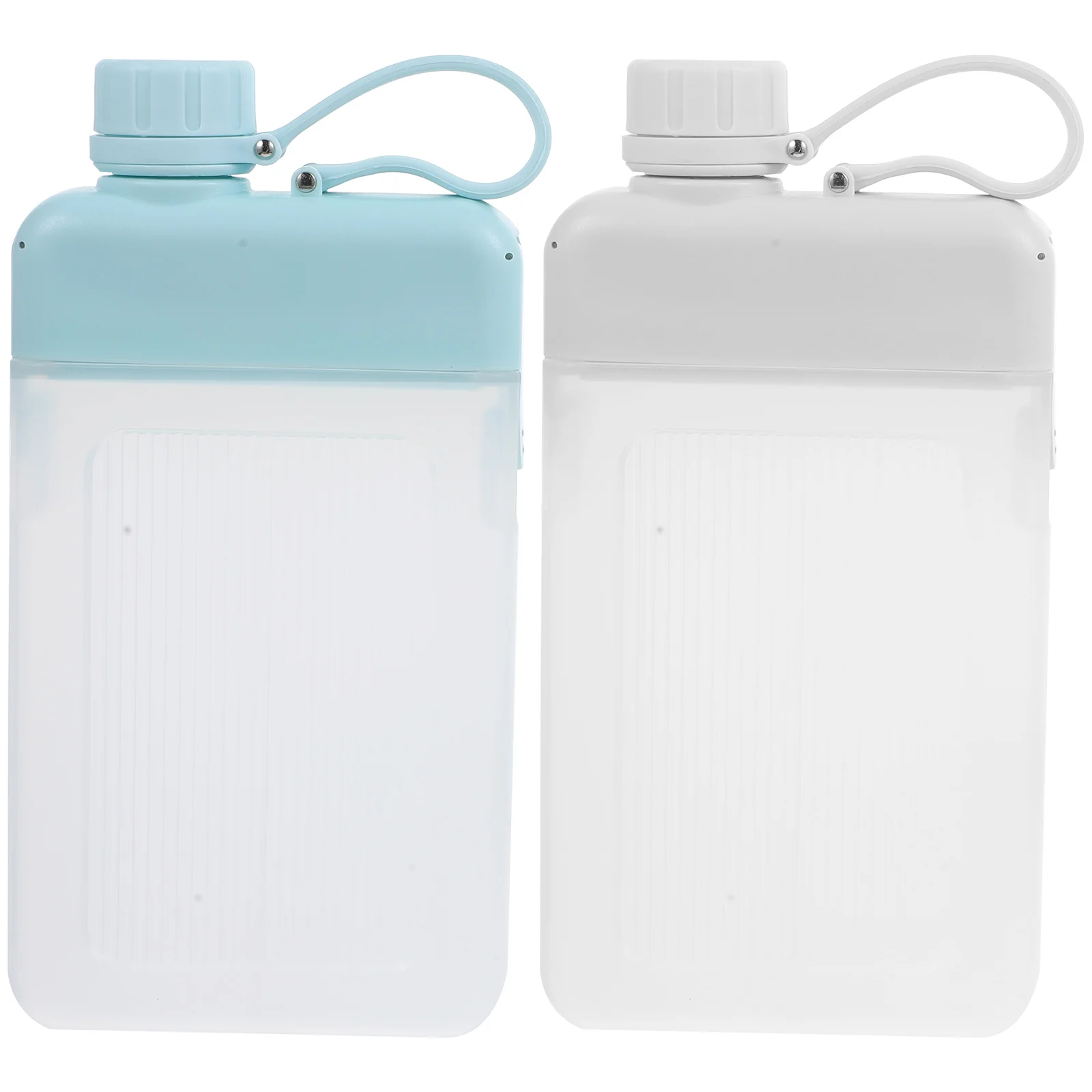

2pcs Flat Water Bottle Portable Slim Travel Sports Bottle Large Capacity Food Grade Water Container For Outdoor Exercise Juice