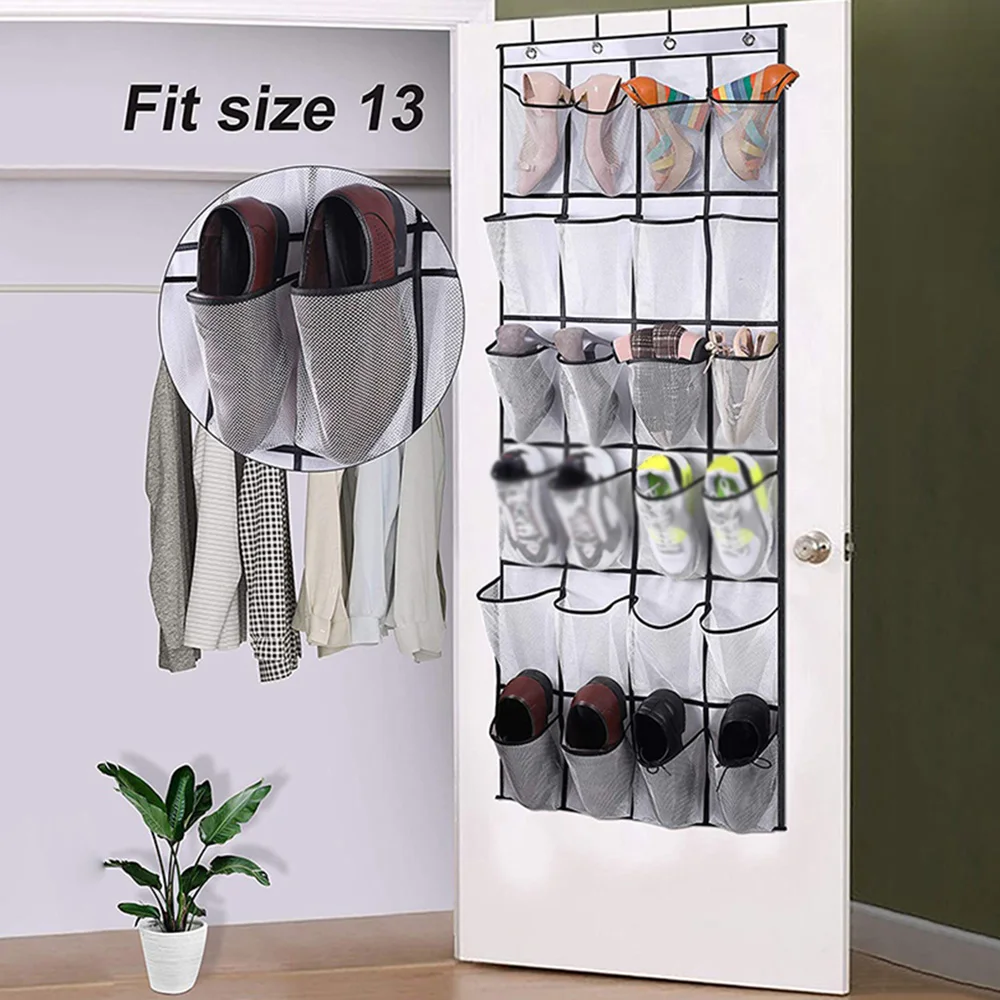 24 Grid Wall-mounted Sundries Shoe Organiser Fabric Closet Bag Storage Rack Mesh Pocket Wall-mounted Sundries Fabric Closet Bag