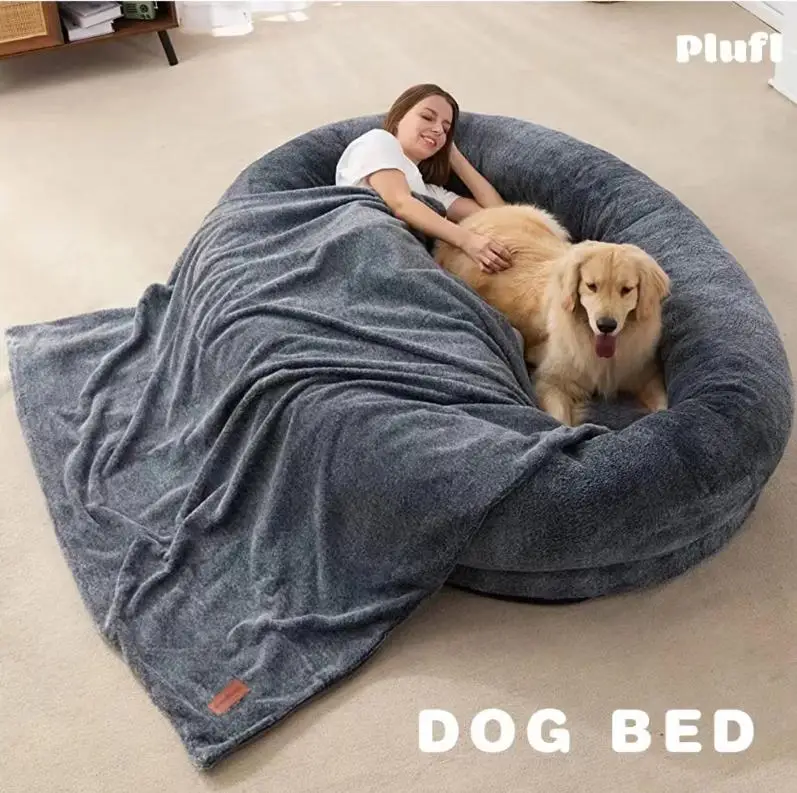 Human kennel lazy sofa can sleep, lie down, disassemble and wash, and it is super comfortable plush sofa bed.