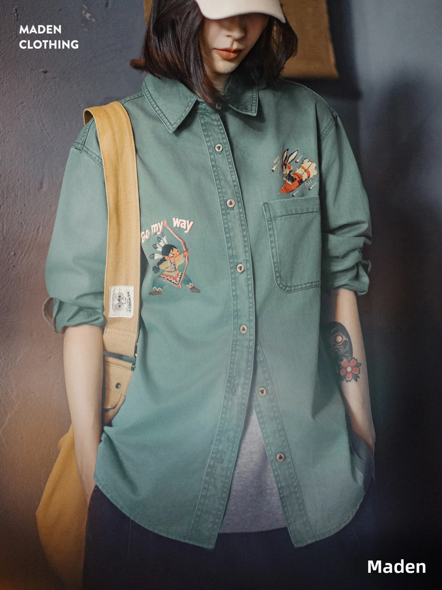 

Maden Pure Cotton Retro Waed Japanese Sle с вышитым принтом Свободная длинная женская верхняя одежда Irt Rigorous Top Ladies...