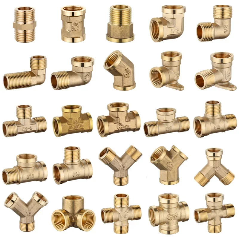 

Brass Connector BSP 1/8"1/4"3/8"1/2"3/4"1"1-1/4"1-1/2"2" Female Male Thread Equals 2/3/4 Way Tee Type Straight Elbow Adapter