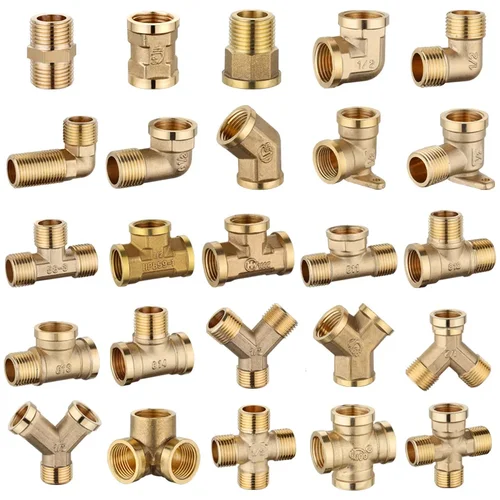 Brass Connector BSP 1/8""1/4""3/8""1/2""3/4""1""1-1/4""1-1/2""2"" Female Male Thread Equals 2/3/4 Way Tee Type Straight Elbow Adapter