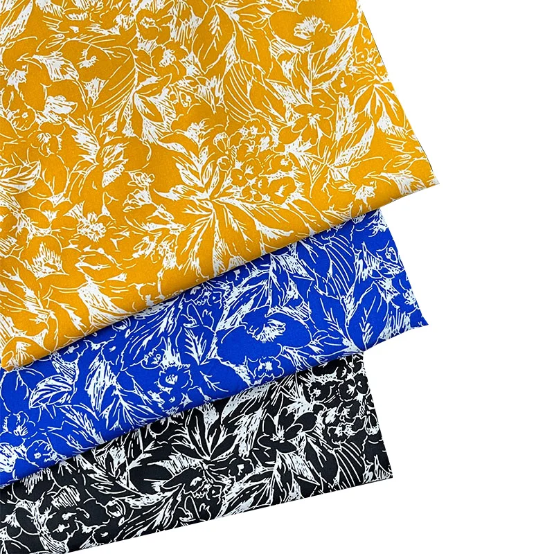 Crêpe Ditsy Blumen druck Viskose Rayon Stoff Frühling Sommerkleid Damen bekleidung Stoff weiß gelb vom Meter