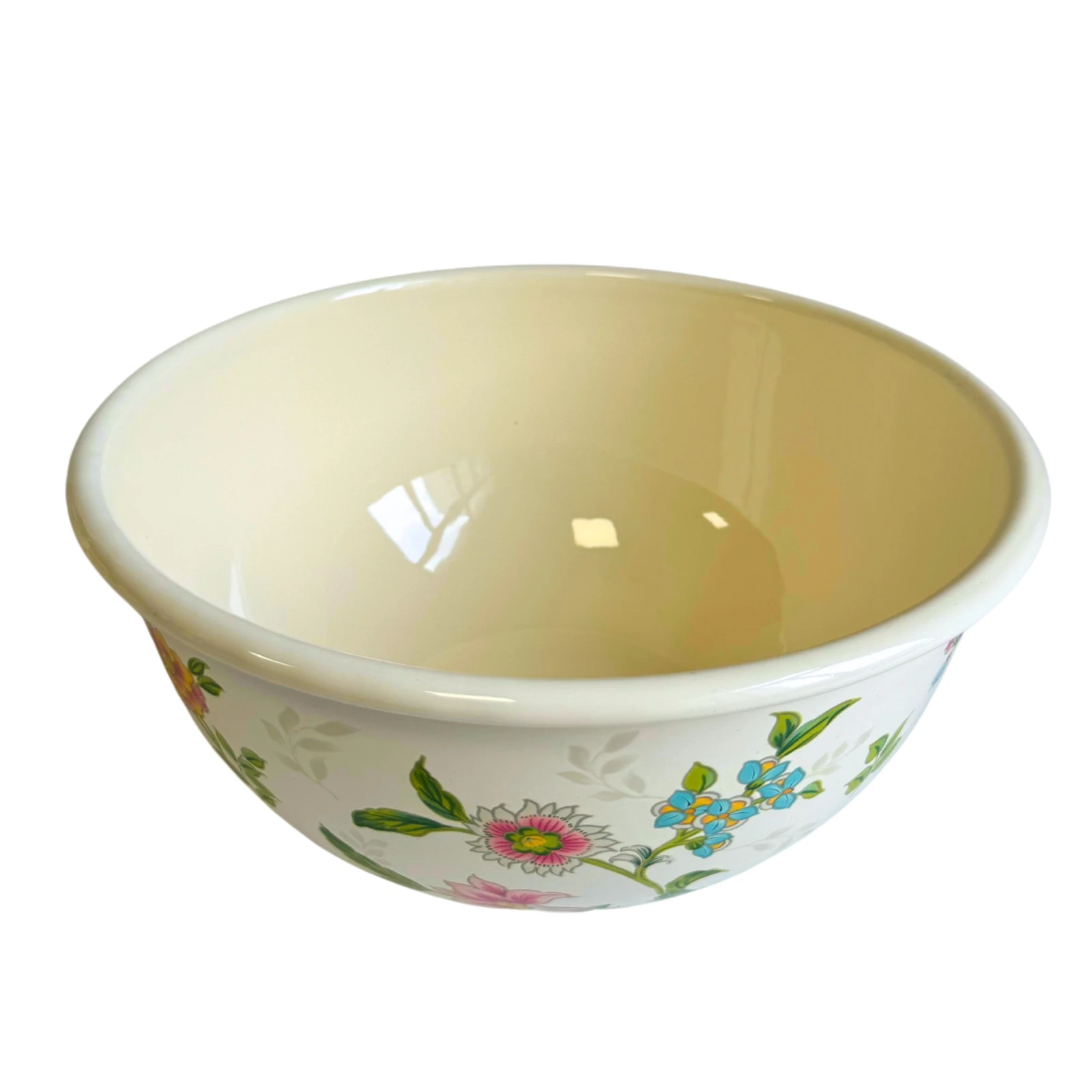 Enamel salad mixing bowl wide bowl mouth pastoral style small floral