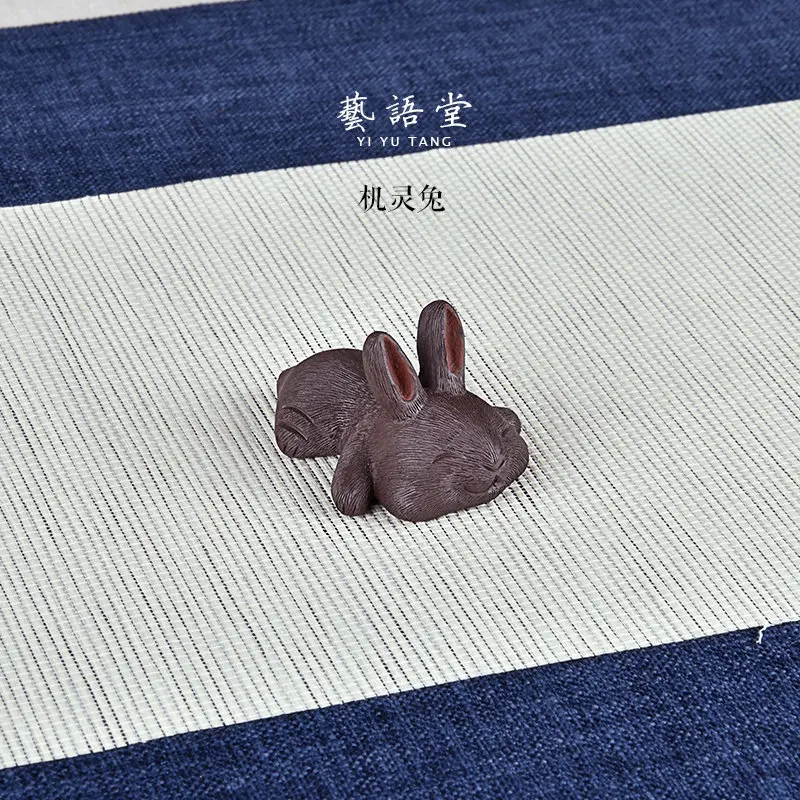 

Yixing Purple Sand Rabbit Tea Ornaments Chinese Zodiac Sign of Rabbit Tea Tray Tea Ceremony Tea Carve Accessories and Decoration