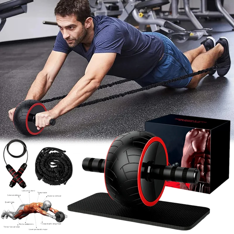 Abdominal Trainer Widened Silent Detachable Ab Wheel Combo Kit Core Strength Exercise Suitable for Home Gym Fitness Equipment