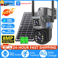 4K 8MP Dual Lens Solar Camera Outdoor Security WiFi Surveillance Cameras With Solar Panel Auto Tracking PIR Detection PTZ Camera