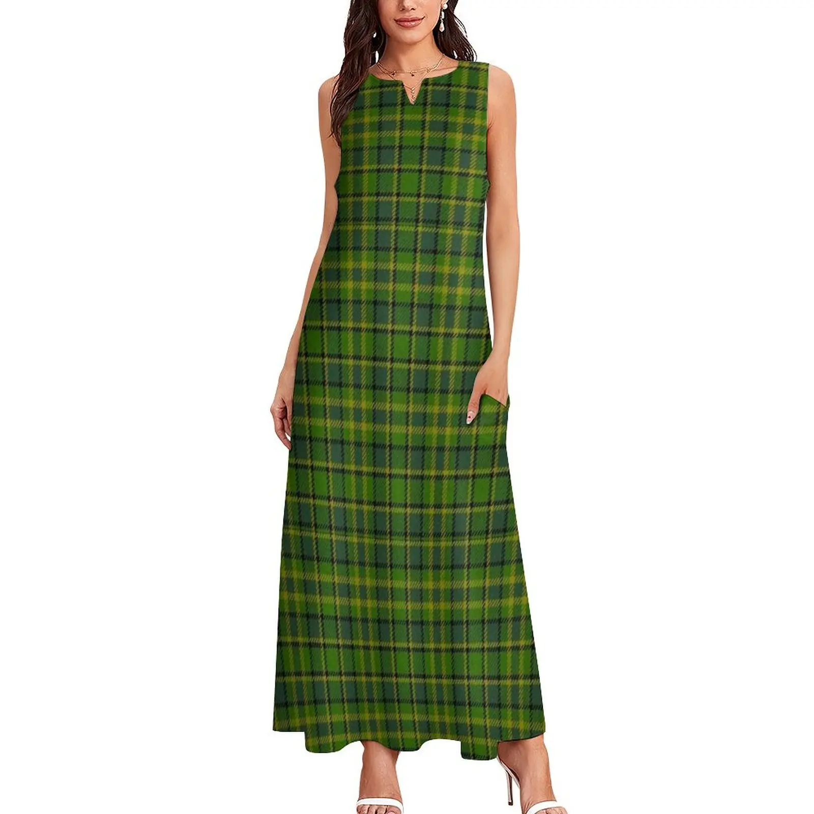 WESTY Plaid Green interior Long Dress fairy dress dresses for special events