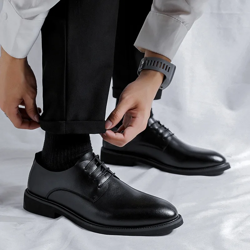 38-46 Man Black Dress Shoes Leather Casual Business Official Shoes for Man Derby Brown Man Suit Shoes Soulier Homme De Mariage
