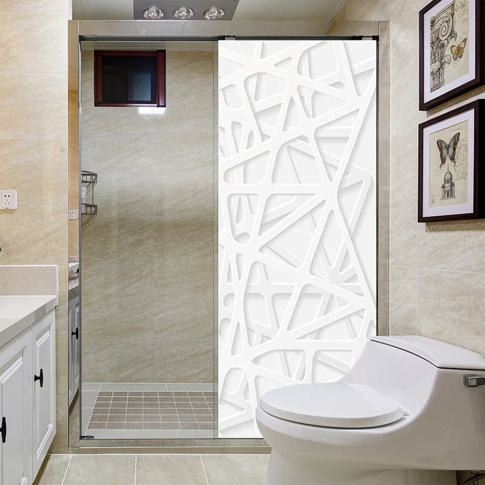 Creative Imitation 3D Door Stickers Personalized White Geometric Door Stickers Abstract Polygonal Door Art Stickers
