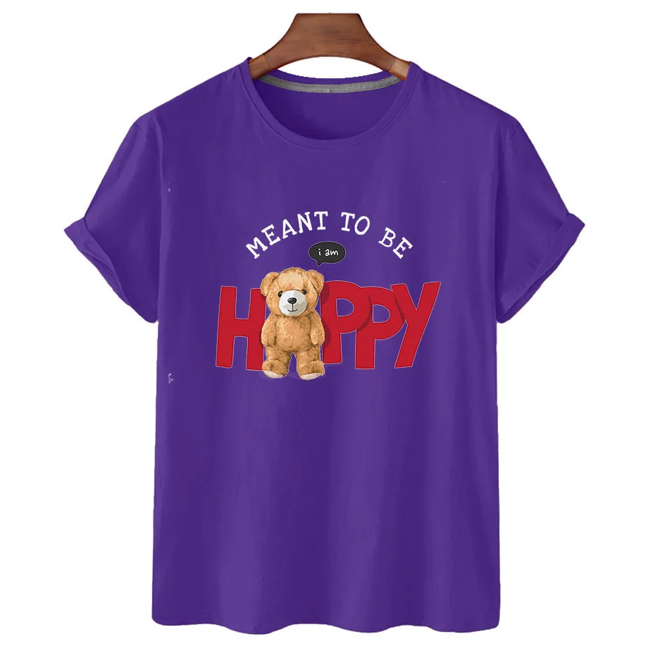 100% Cotton Happy Bear Short Sleeve T-shirt Women's 2022 Summer Women's Casual T-shirt Short-sleeve T-shirt Men's T-shirt S-4XL
