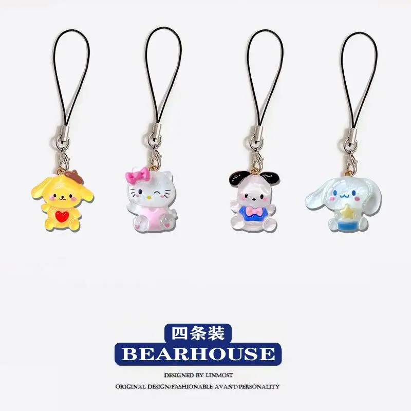 Sanrio Mobile Phone Pendant Keychain Hello Kitty U Disk Accessory Mobile Phone Pendant Exquisite Gifts Transparent Glitter Doll