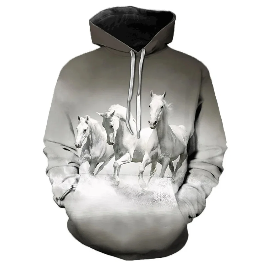 

2024 Hot Sell Sweatshirt Men Women 3D Hoodies Print Brown Horse Animal Pattern Pullover Unisex Casual Creative Oversized Hoodies