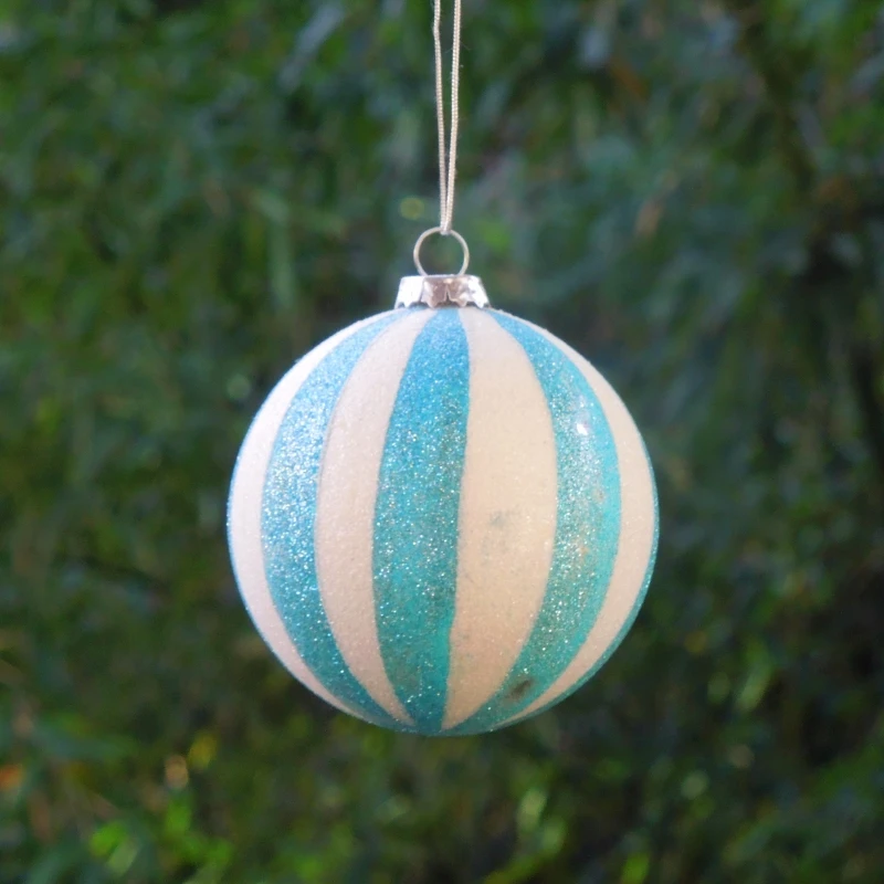 

Free Shipping 8pcs/pack Diameter=8cm Glass Ball Christmas Hanger Silver Blue Powder Painting Globe Decoration Hanging Pendant