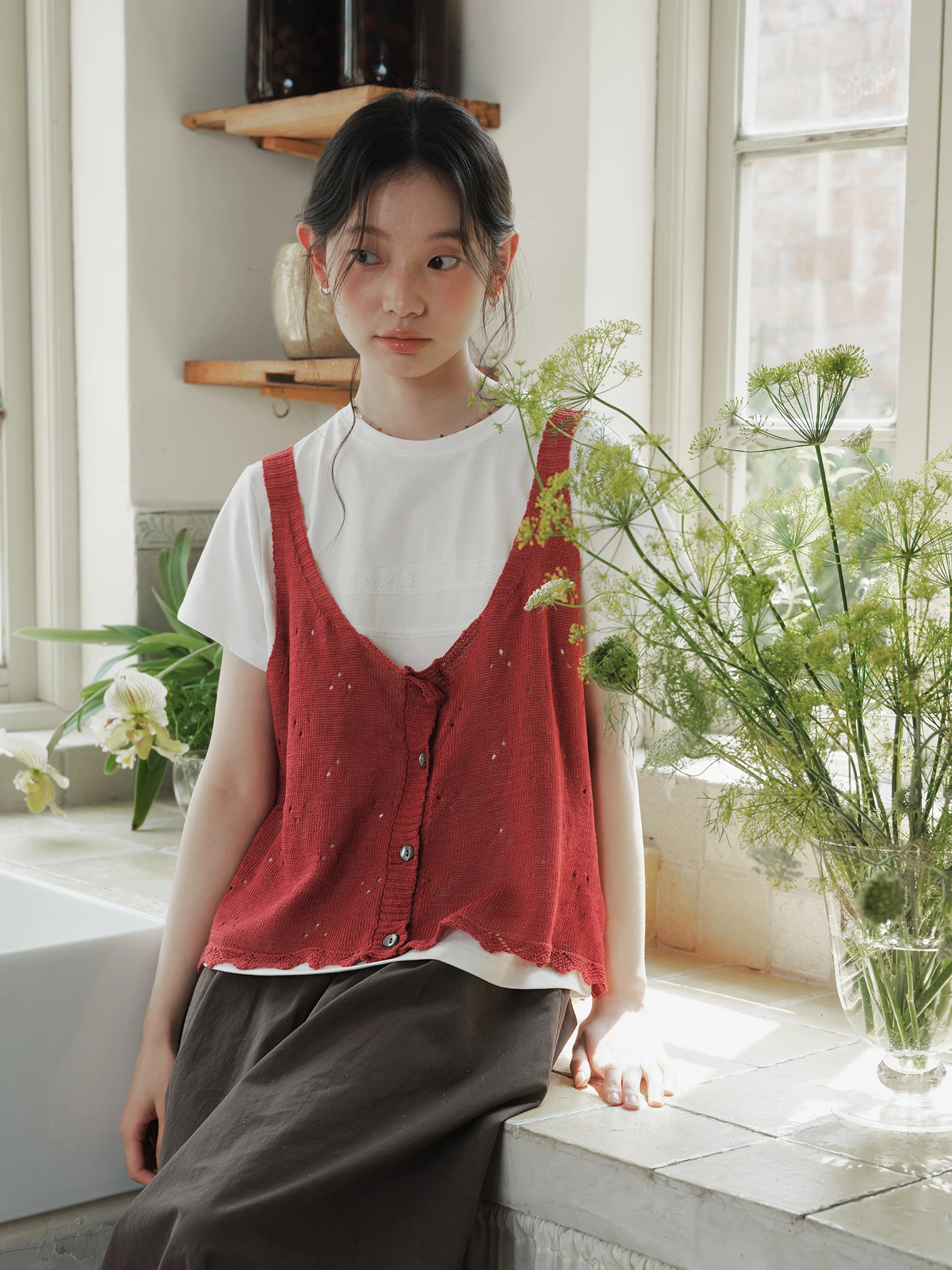 

Женский льняной жилет с U-образным вырезом, летний/весенний, укороченный, на одной пуговице, модный повседневный стиль