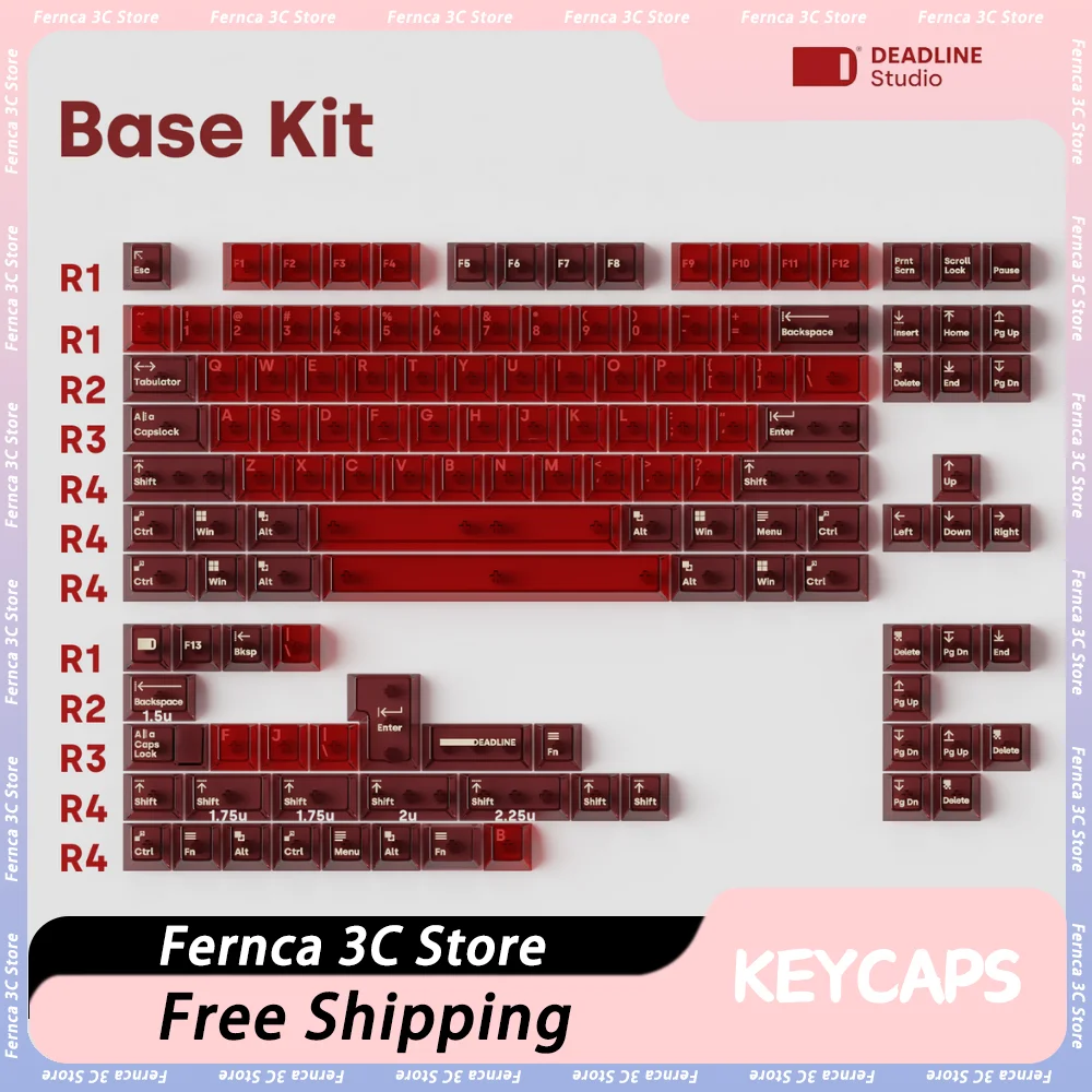 Tenggat AirAnchor mekanik Keyboard Keycaps merah transparan Keycap Mac Kit DDL kustom tombol topi Set untuk PC Gamer aksesoris