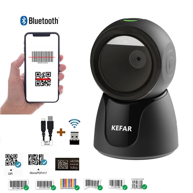 Supermarket checkout counter 1D/2D barcode 2.4G wireless Bluetooth scanner Product express barcode QR code scanning platform