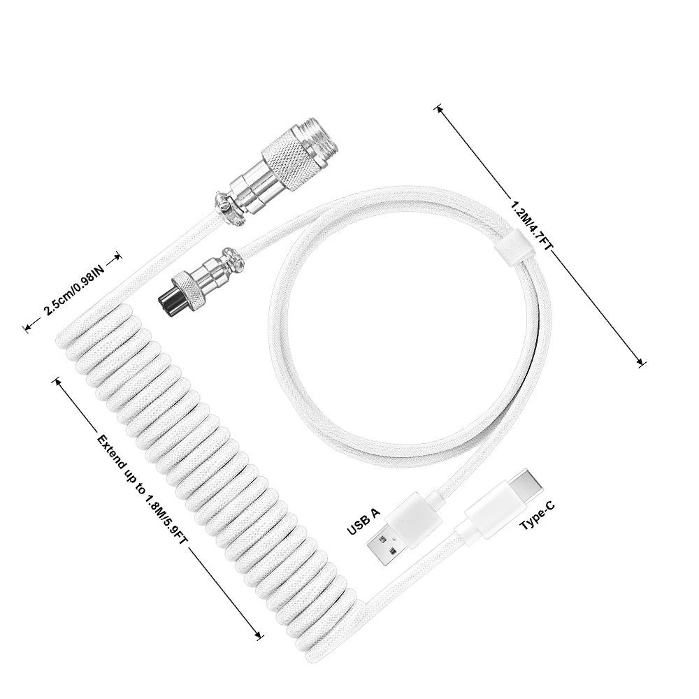 タイプ C USB ケーブルメカニカルキーボードスパイラル 3 メートルデータケーブルゲーム用コイル状ケーブル