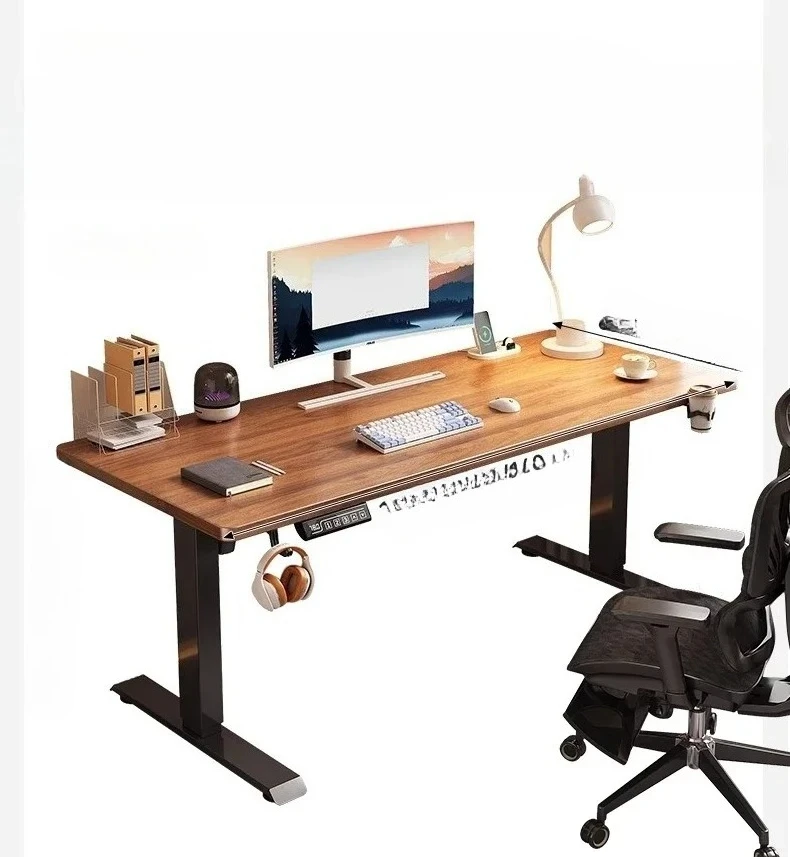 Solid wood electric lifting intelligent computer desk home learning office workbench