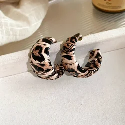 Leather C-shaped Leopard Print Big Drop Earring for Women Exaggerated Personality Temperament Simple Round Ear Jewelry Brincos