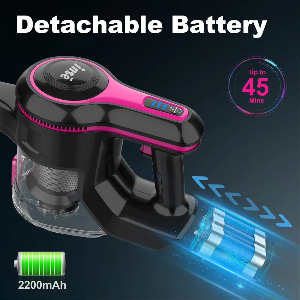 INSE Cầm Tay Máy Hút Bụi Không Dây 12000Pa Hút Mạnh Mẽ 40 Phút Thời Gian Chạy Không Dây Dính Hút Cho Gia Đình