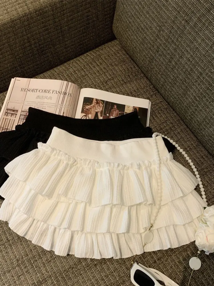 Summer new sweet and versatile ballet style anti glare fluffy skirt