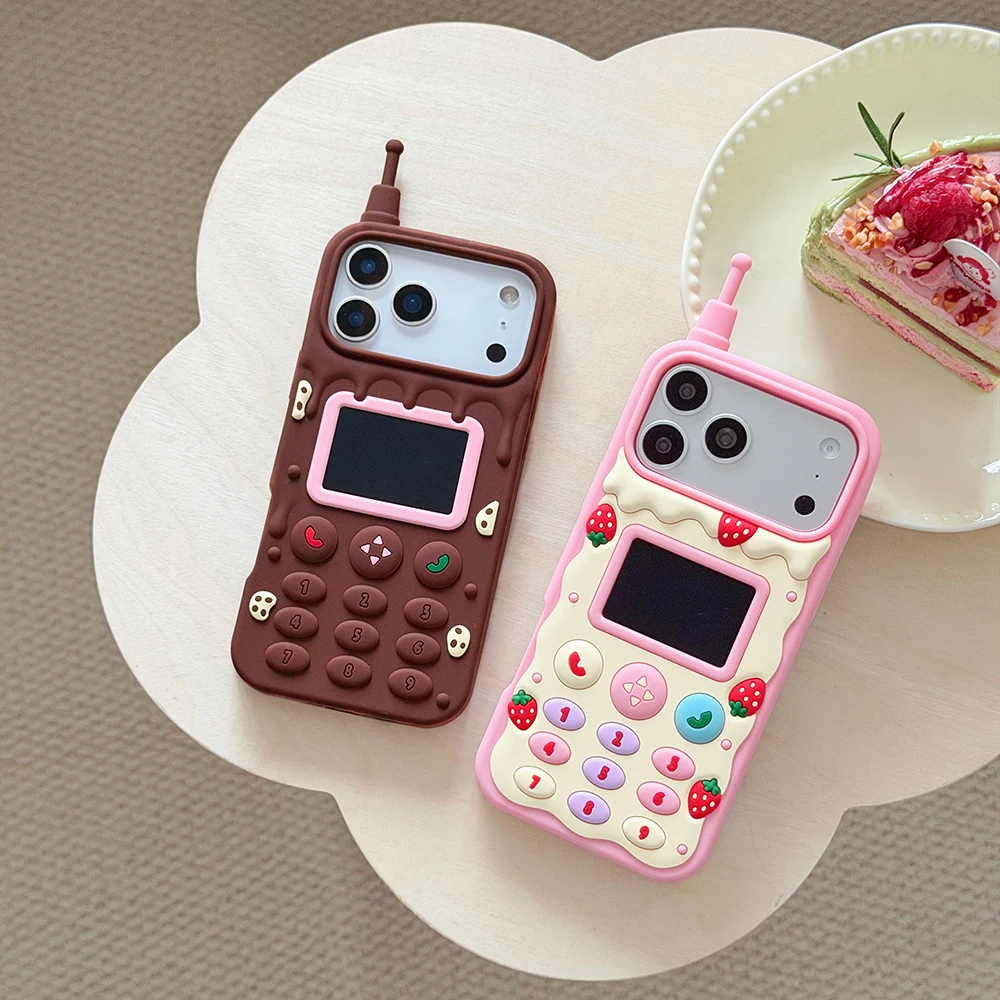 Lustige 3D-Creme-Schokoladen-Handyhülle aus weichem Silikon für iPhone 12 13 14 15 16 17 18 Pro Max Kawaii stoßfeste Rückabdeckung – Detail 4