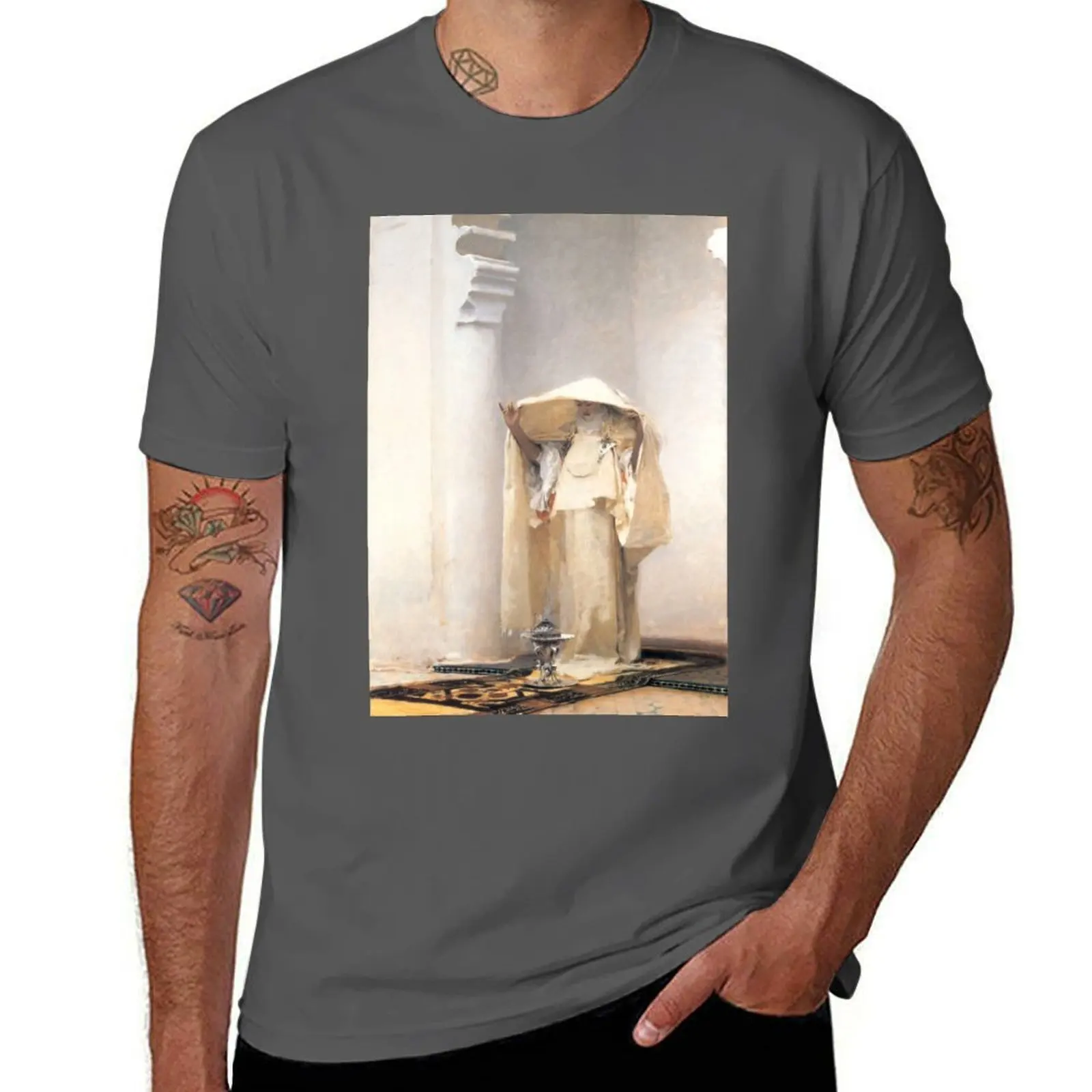Camiseta de John Sargent - d'Ambre Smoke Gris Singer, Camiseta Básica Lisa para Uso Diario