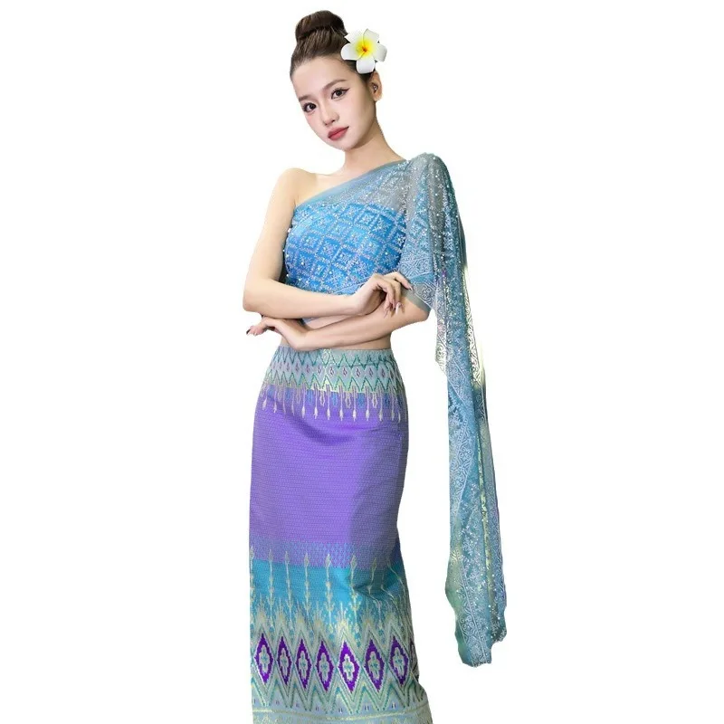 Thailand Myanmar women Dai clothing set Thai Traditional Clothing for girl Stage Performance National Outfit Ethnic Costume view 5