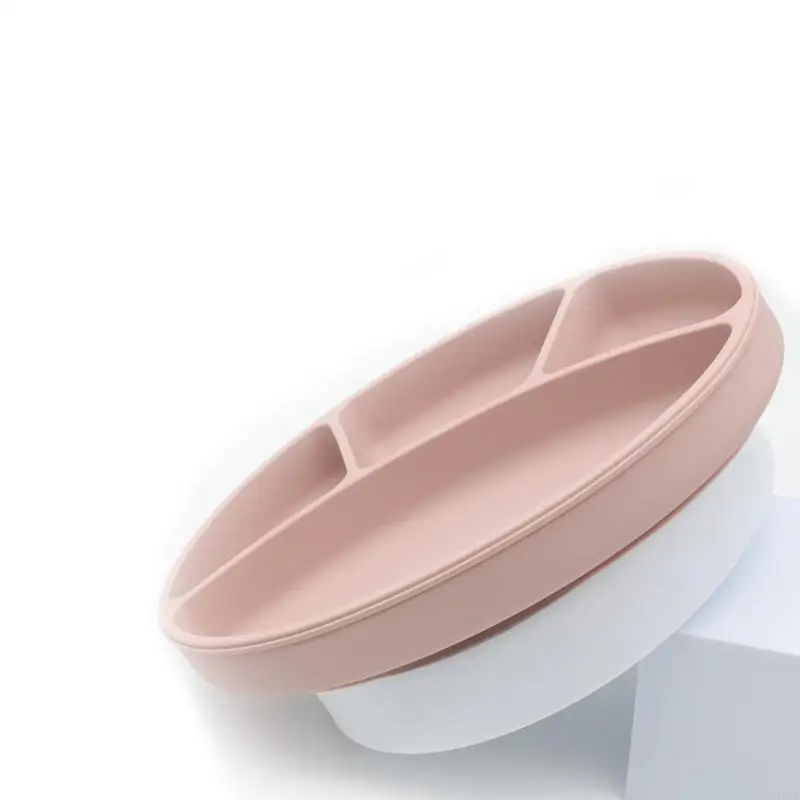 طفل شفط كأس السلطانية مقسمة طبق عشاء الرضع تعلم طبق التغذية غير سامة BPA خالية سيليكون بلون السلطانية ل P31B