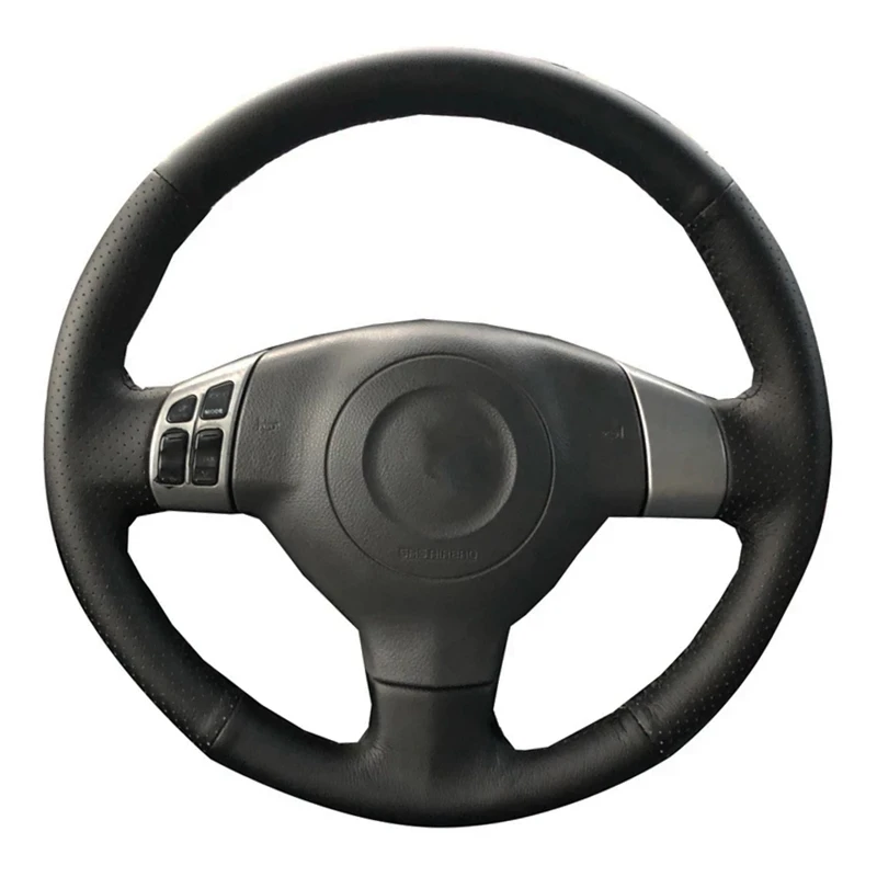 Costurado à mão Couro Artificial Tampa Do Volante Do Carro, Preto Acessórios Do Carro, Suzuki SX4, Alto Old Swift, Opel Agila