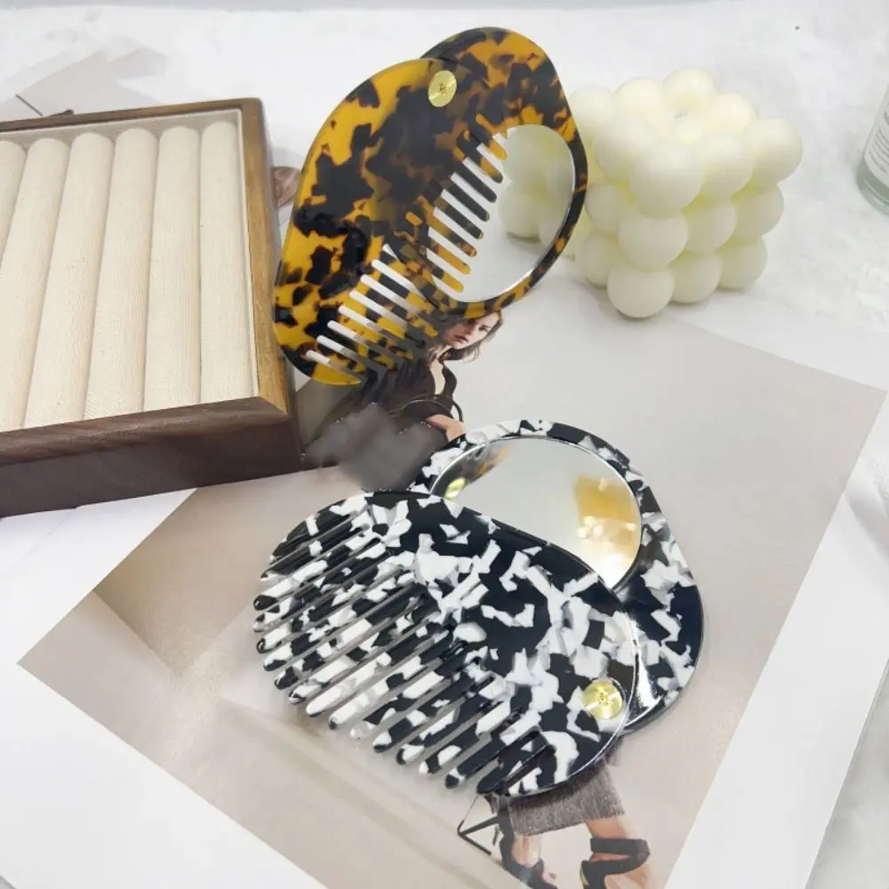 

Simple Acetate Makeup Mirror multifunctional Anti static Mirror comb Folding Mini Skin Care Tools Travel
