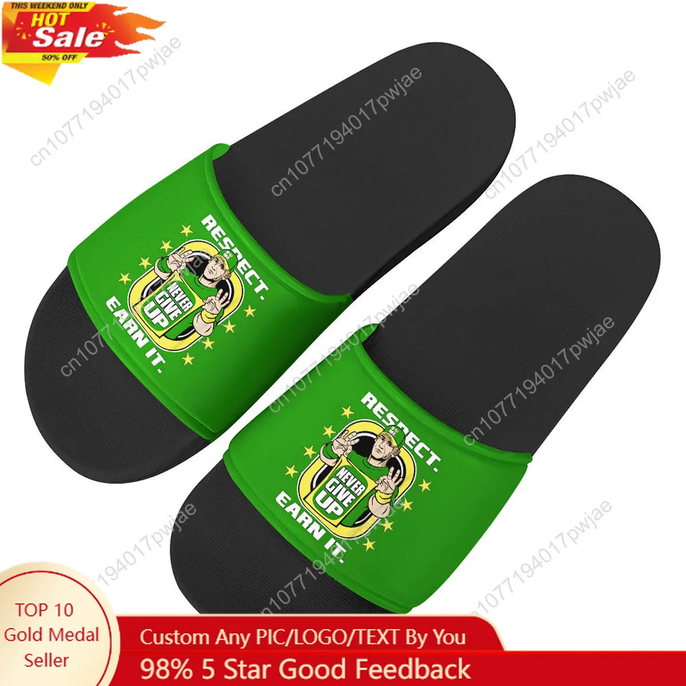 

John Cena 20 Years Never Give Slippers Home Water Shoe Men Women Teenagers Beach Pool Sandals High Quality Custom Summer Slipper