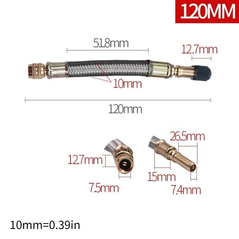 652F Tire Inflator Braided Hoses,Tire Inflator Hoses Tire Inflator Extension Tube Tyre Quick Inflation Chuck Adapter
