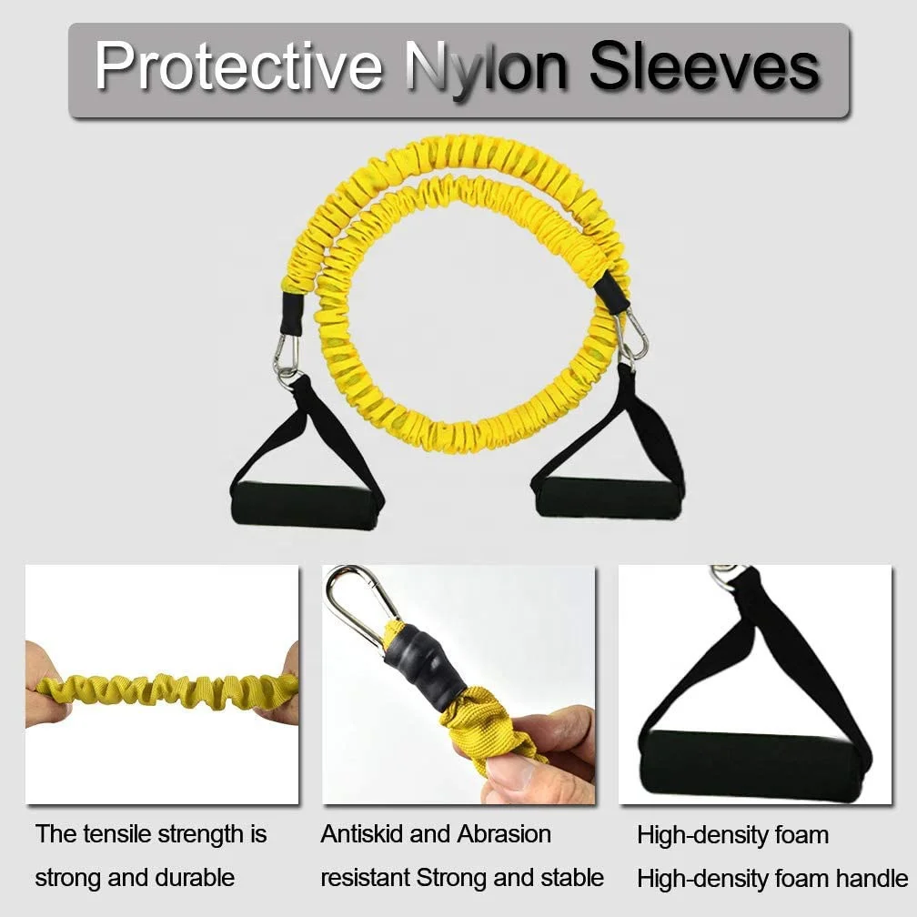 11PCS Resistance Tube Band Set with Sleeves Home Bodybuilding Strength Training