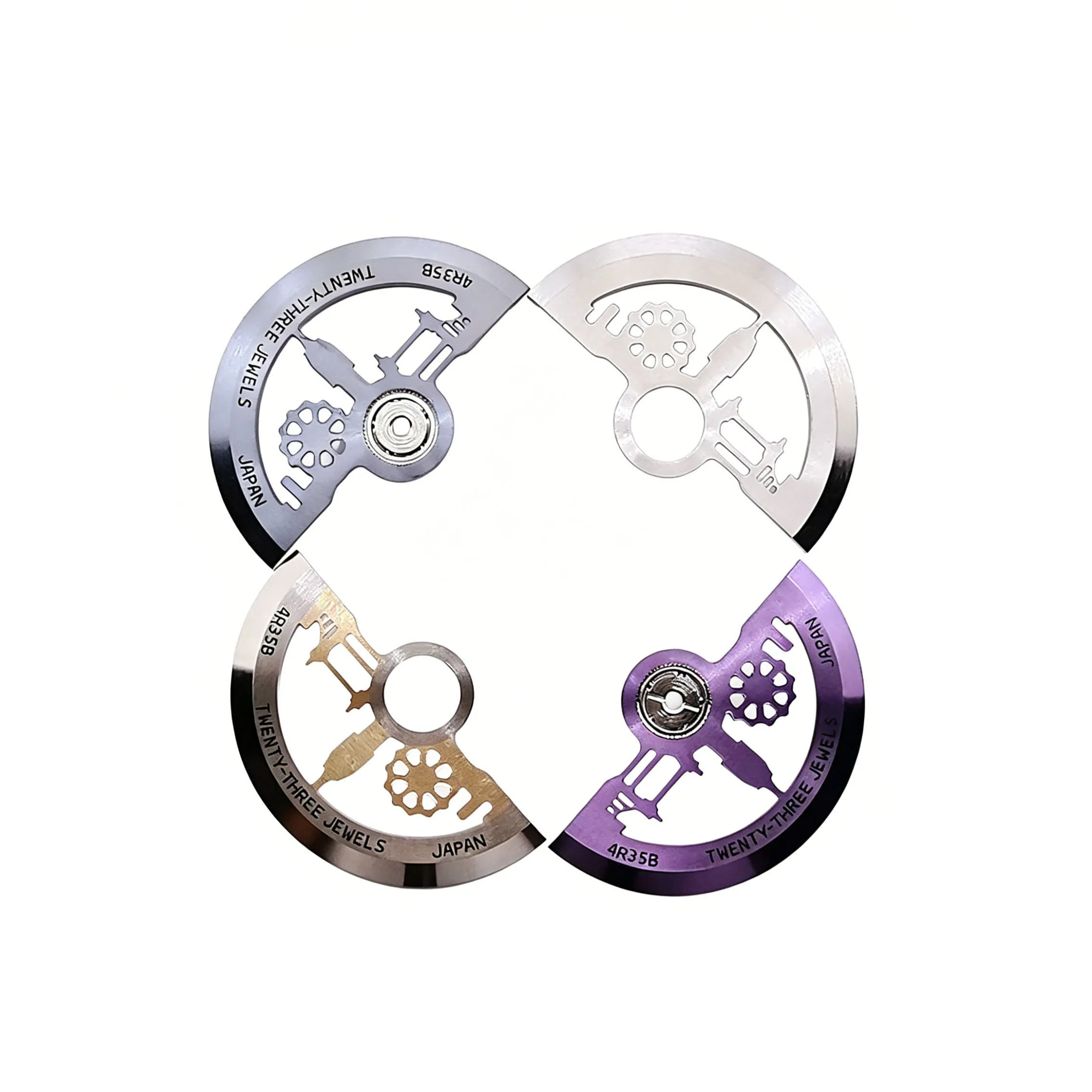 Two-tone Skeleton Automatic Rotor for Seiko NH35/NH36 Movement, City Pattern Hollow Engraved Oscillating Weight, Watch Mod Parts view 5
