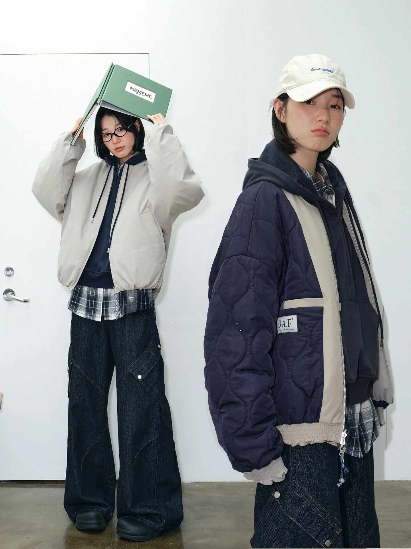 

Двусторонняя хлопковая куртка с воротником на молнии, цвета: хлопковый белый, серый, артикул 7037, бренд Deer And Flng Bird, женское пальто