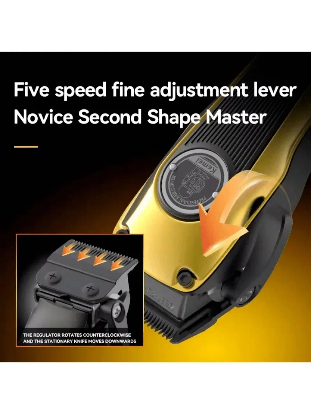 Kemei KM-1826 Professioneller kabelloser elektrischer wiederaufladbarer elektrischer Friseur aus Metall für Herren, Blonde Barber, Rasierer, Trimmer, Haarschneidemaschine – Detail 6