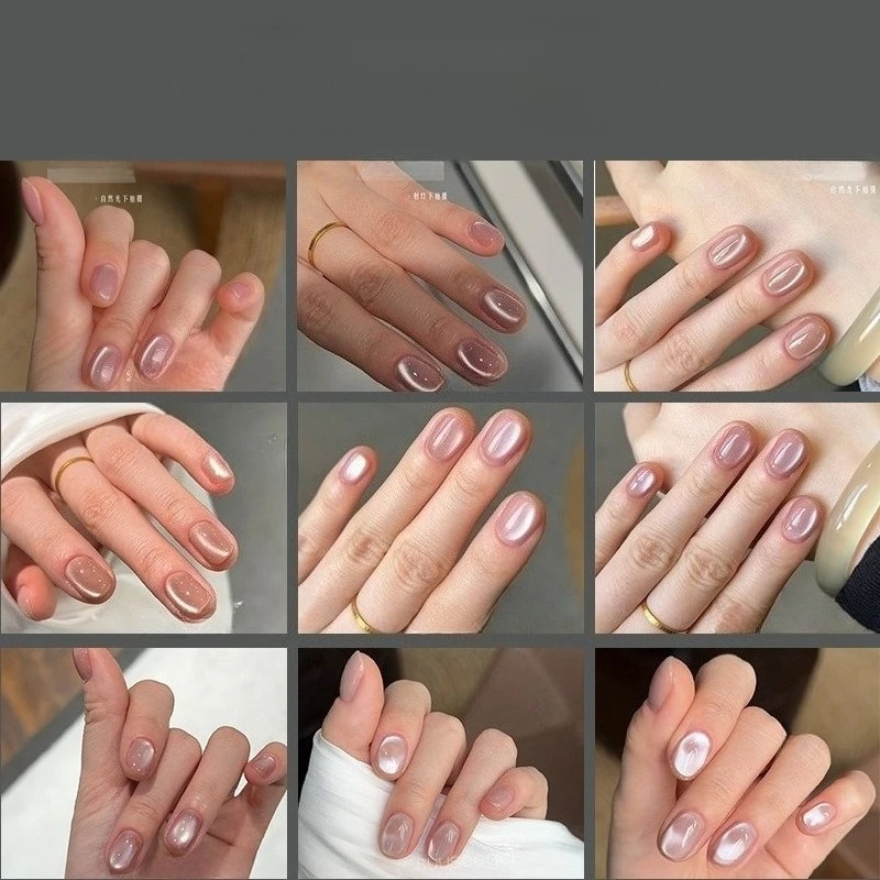 

15ml Plain Boiled Water Cat Magnetic Nail Gel Pink/Nude Crystal Nail Polish Semi Permanent Glitter Magnetic Gel UV/LED Gel Nail