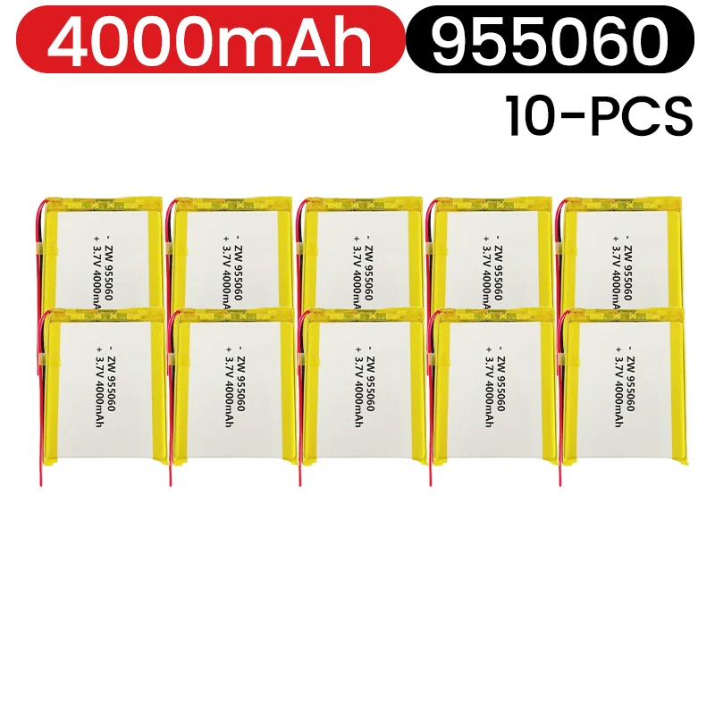 

3.7V 4000mAh 955060 Battery Lipo Polymer Lithium Ion Rechargeable Batteries +PCB Protection Board PH2.0 XH2.54 Optional interfa